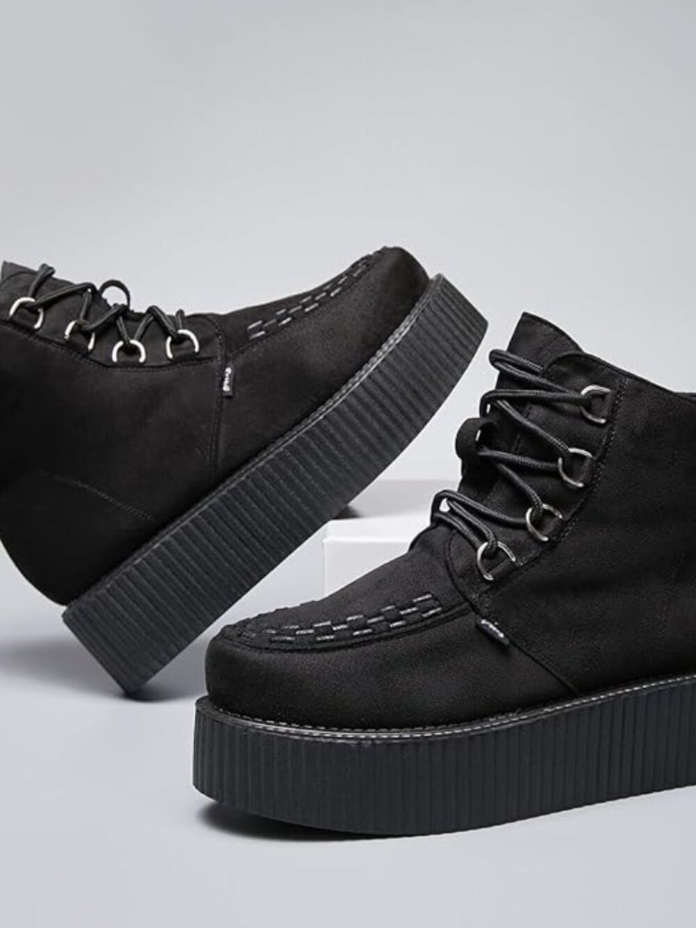 NWT-RoseG Women's High Top Suede Lace Up Flat Platform Creepers Size 8